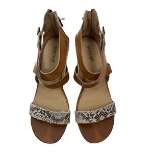 Kenneth Cole Sz 10 Beige Snakeskin Strappy Leather Sandals Witchy Classic Safari